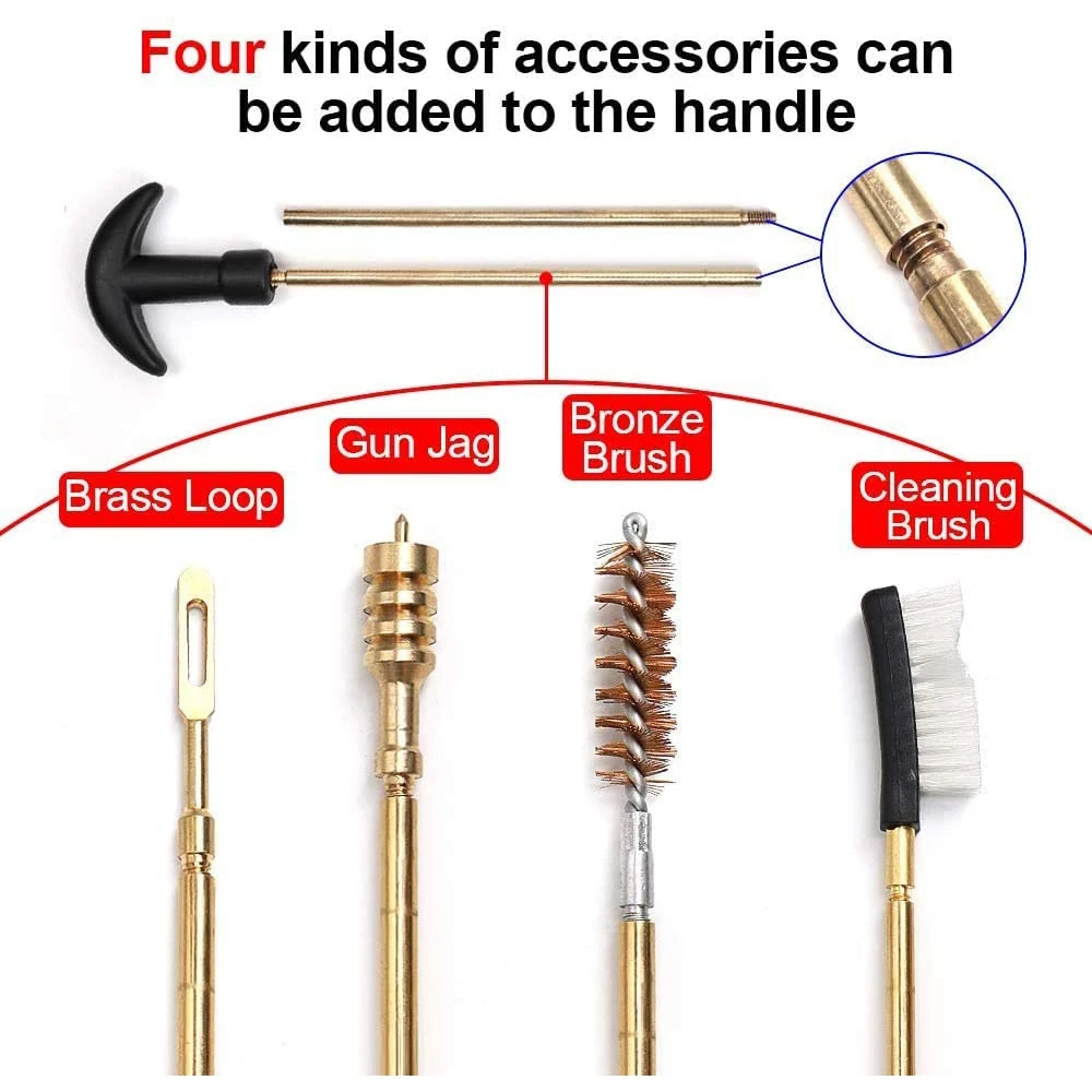 ZOHAN 16PCS Universal Gun Cleaning Kit Barrel Brushes Tools Fit Most Calibers Handguns 22 357 38 9mm 40 44 45 Pistol Accessories