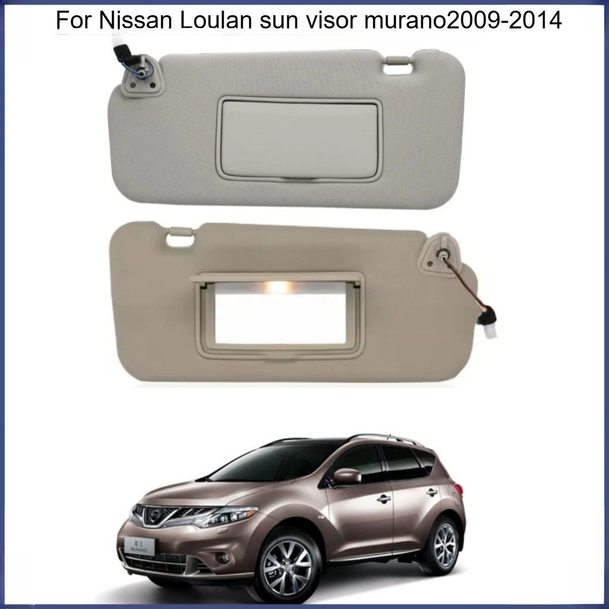 Parasol Interior para Auto con Espejo y Luz, Color Gris Beige, para Nissan Murano 2009 2010 2011 2012 2013 2014  96401-1AA1B