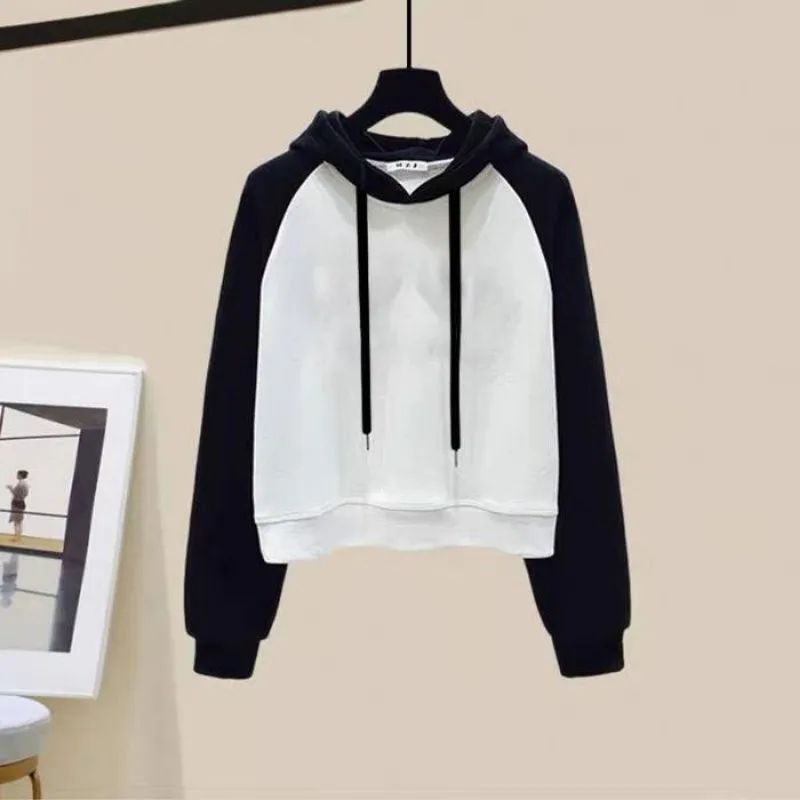 Sudaderas con capucha para mujer, Tops acogedores que combinan con todo con costuras de colores contrastantes, diseño de moda de otoño, nuevo, suelto, informal, para uso diario