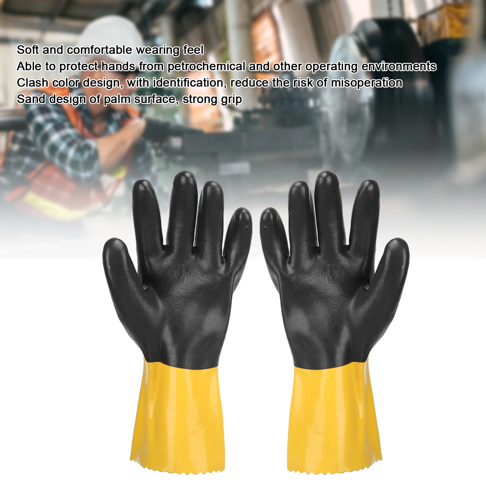 ZK30 PVC Coated Safety Work Gloves Oil Acid Alkali Resistance for Chemical Industry Machinery Work Heavy L