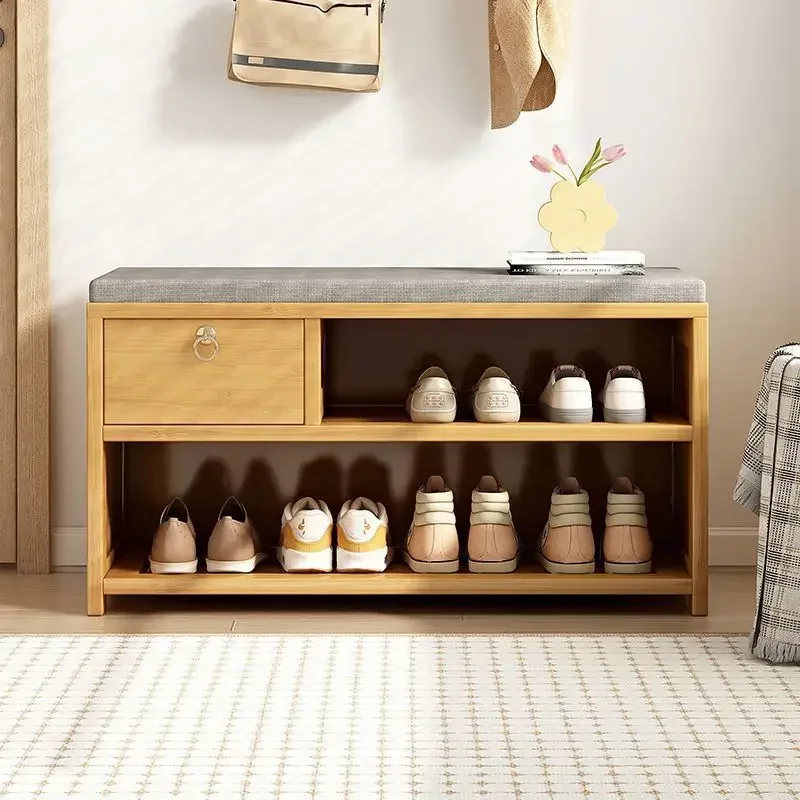 

Minimalist Shoe changing stool Small apartment entry door Household seated with soft bag can be stored