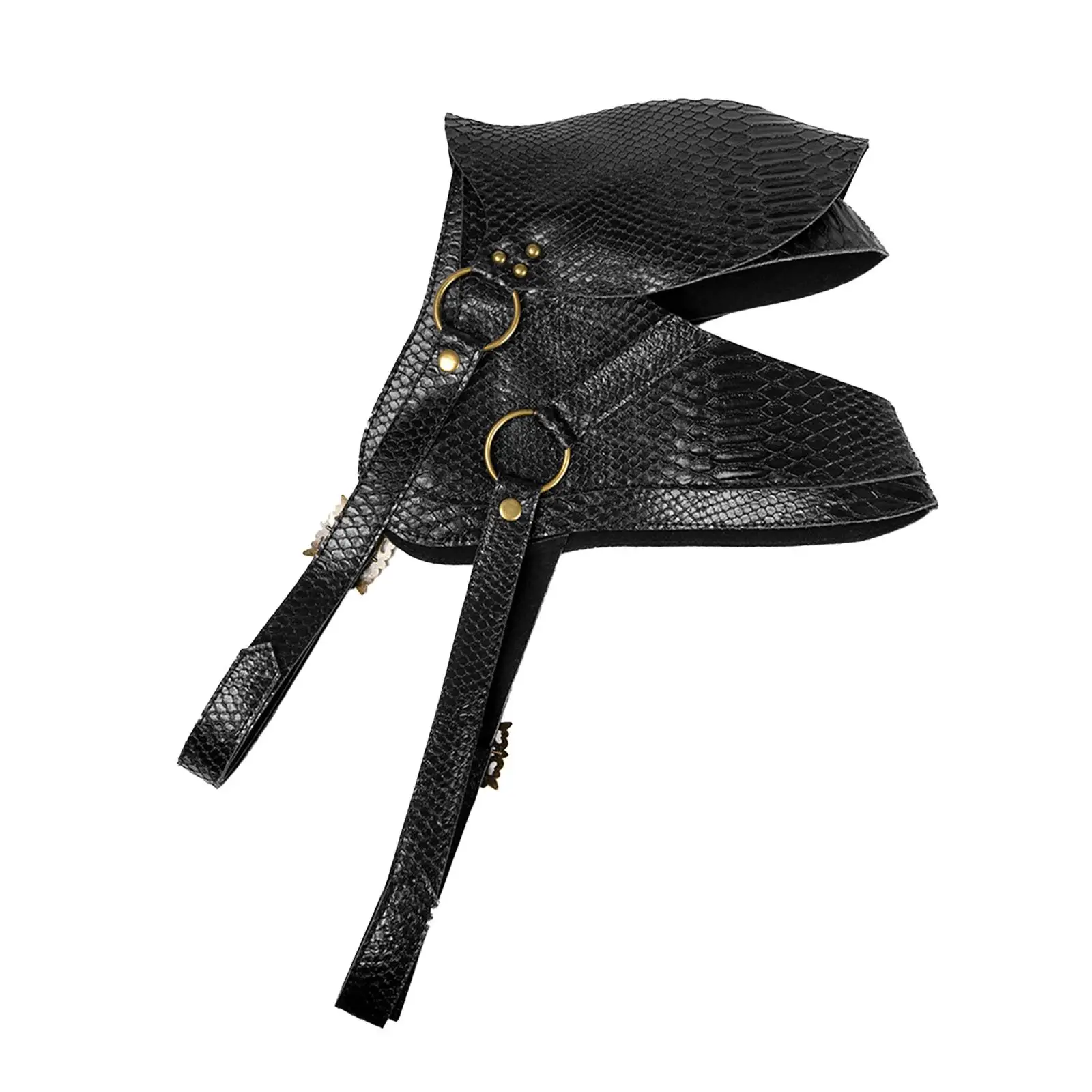 Medieval Leather Shoulder Armor Pauldrons Steampunk Portable Shoulder Cover Cape for Stage Performance