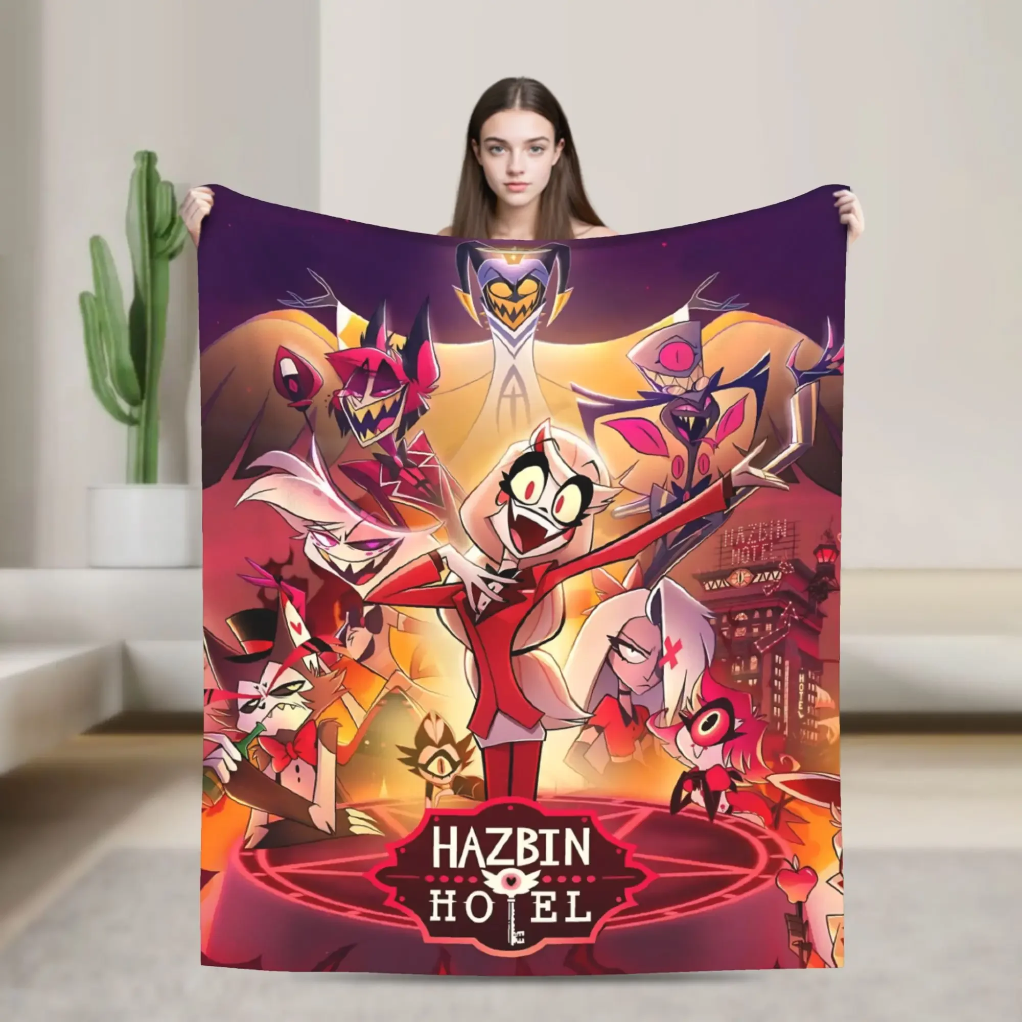 

Винтажное одеяло HHazbin Hotel Alastor, супермягкое плюшевое одеяло с принтом для дивана, кресла, кровати, фланелевое покрывало