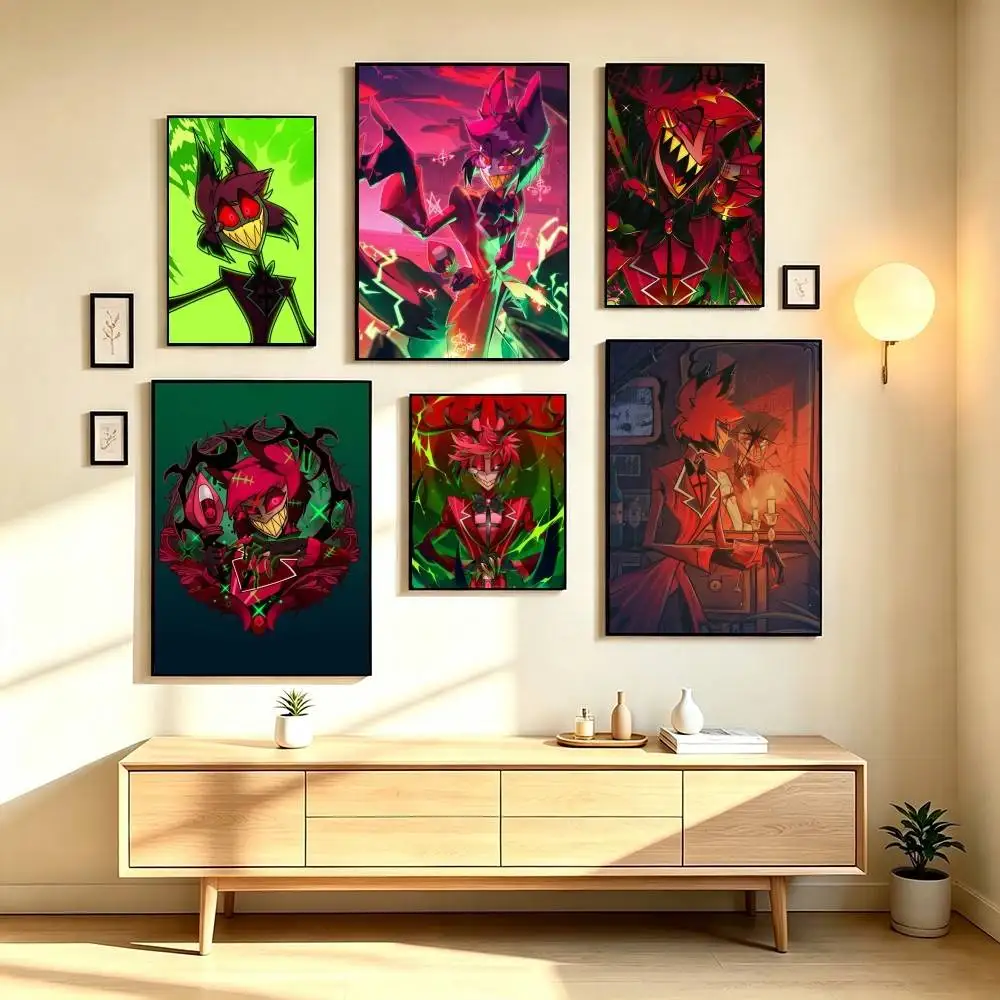 H-Hazbin Hotel Alastor Animation Poster Waterproof Wall Art Sticker For Bar Living Room Vintage Decor High Quality Print Gift