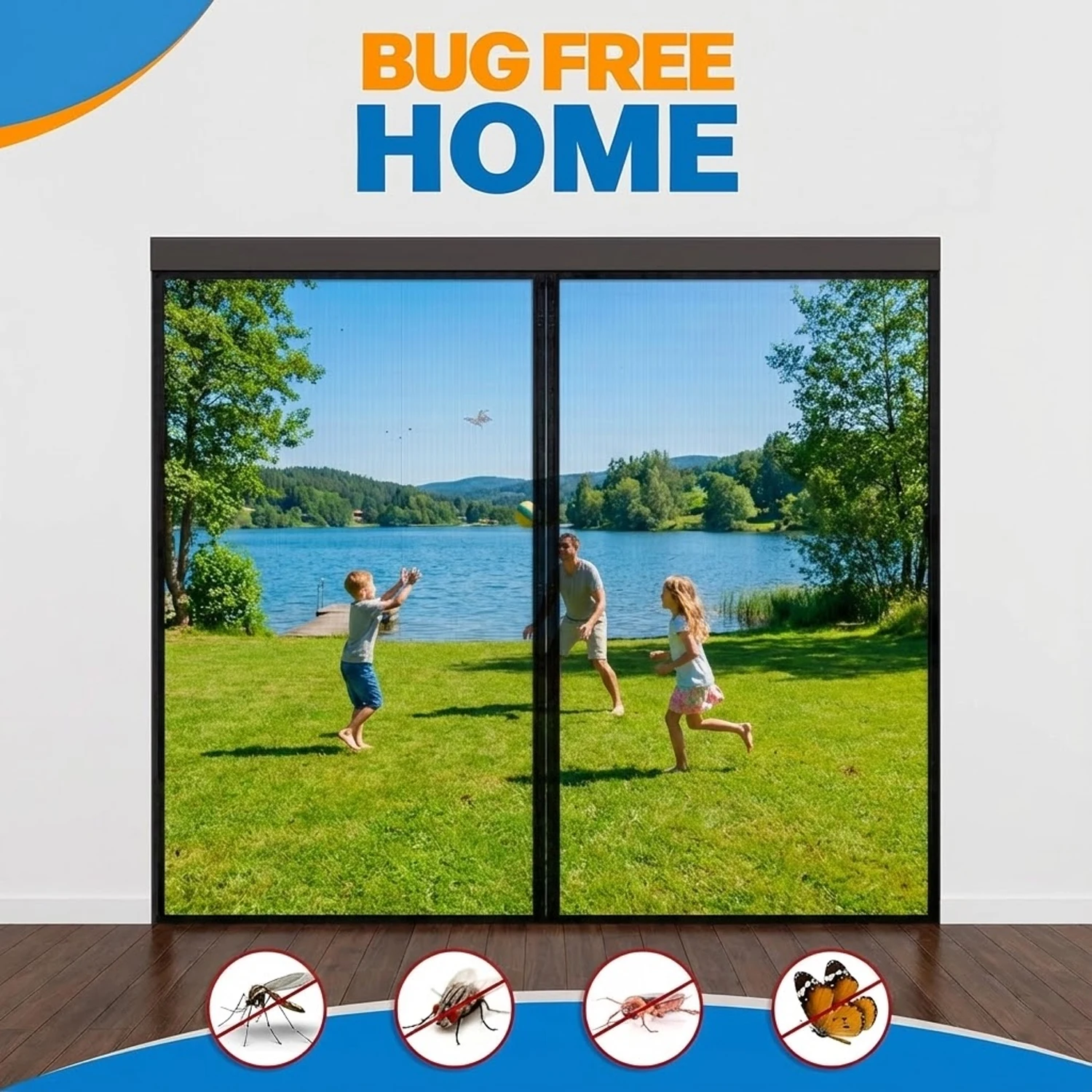 Heavy Duty Magnetic Screen Door, Fits 99% Doors, PP Nano Mesh, Hands-Free Auto Close, Pet Friendly, Bug Protection