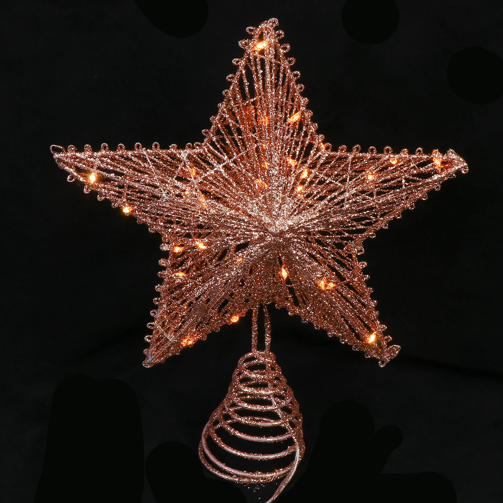 

Pentagram Tree Top Star Christmas Decoration Luminous Topper Light Iron Xmas Tree Adorn Home Party Supplies Exquisite
