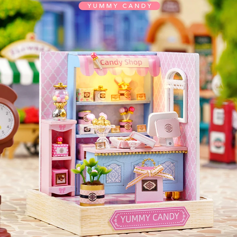 Mini Miniatur Puppenhaus DIY kleines Haus Kit Herstellung Zimmer Spielzeug Home Schlafzimmer Dekorationen mit Möbeln Holz Handwerk Puppenhäuser – Detail 17