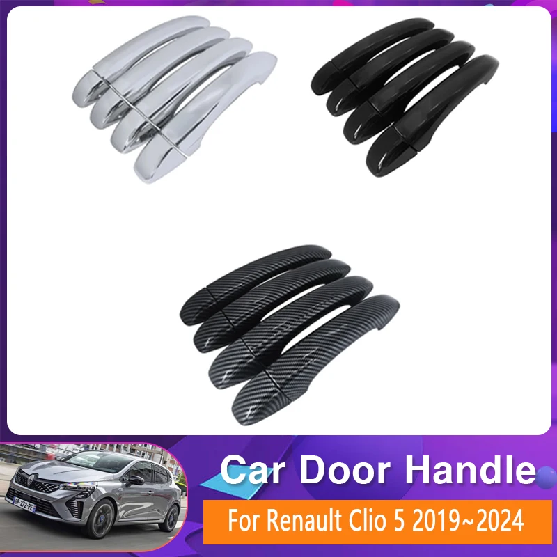 Car Door Handle Cover For Renault Clio 5 2019 2020 2021 2022 2023 2024 Anti-dirty Chromium Trims Exterior Parts Auto Accessories