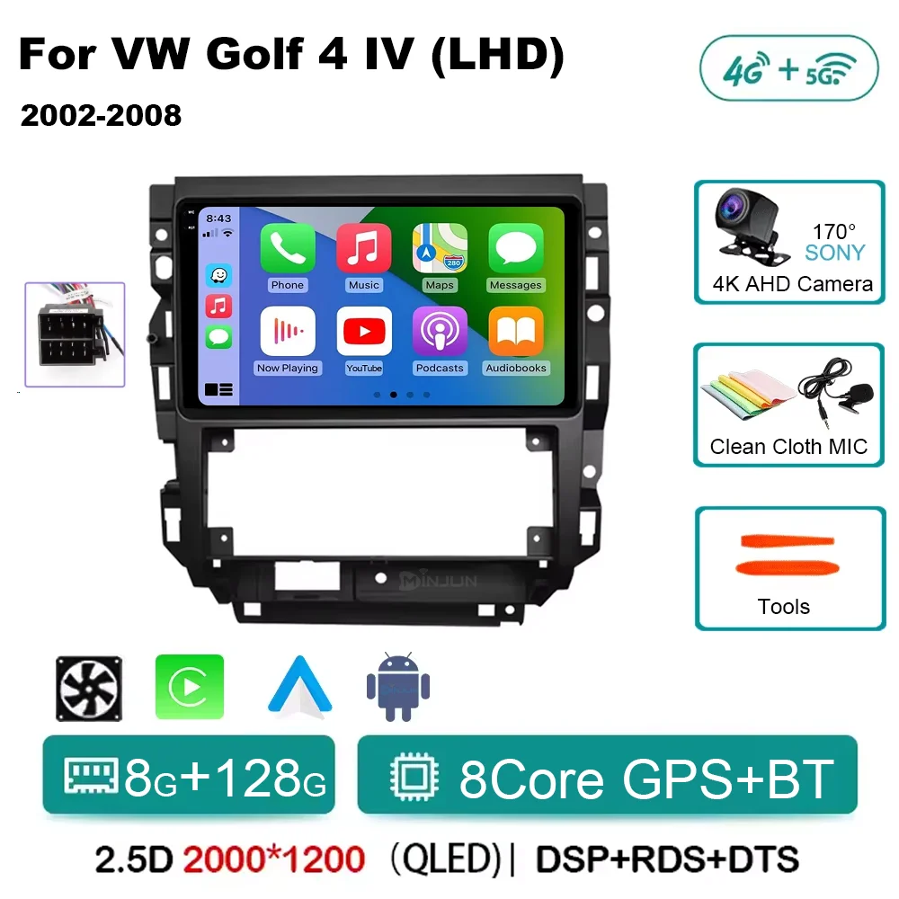 Android 15 Autoradio Voor Volkswagen VW Golf 4 Jetta MK4 Klassiekers Auto Multimedia Speler Stereo Carplay Auto Audio GPS Geen 2 DIN