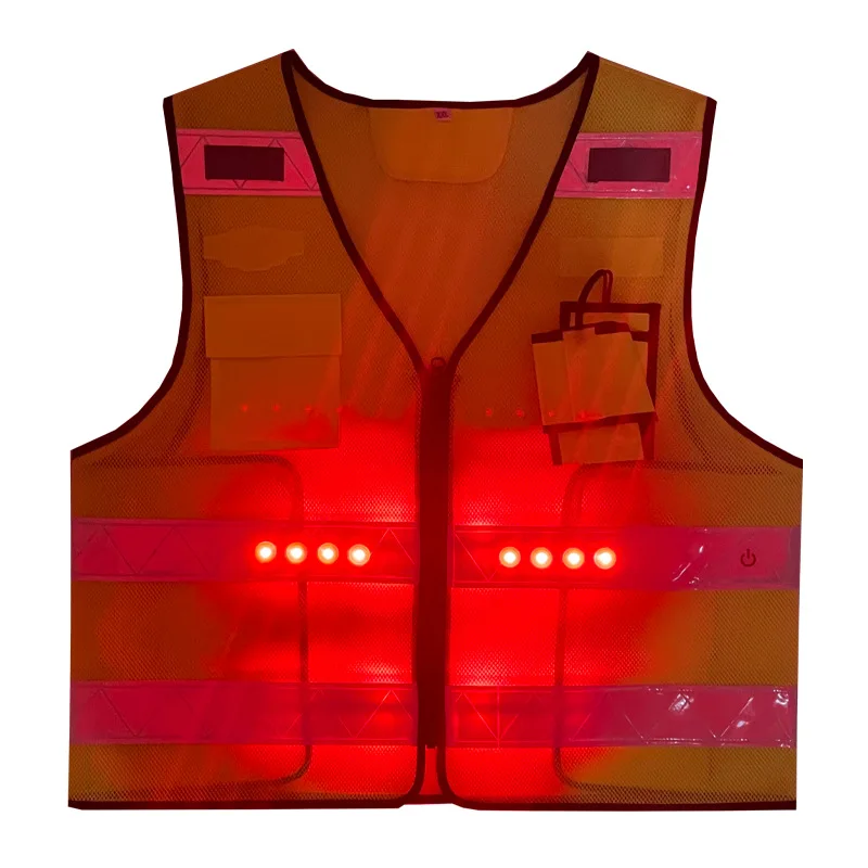 TA-B02.2 LED Light-Emitting Reflective Vest with Light Road and Bridge Traffic Safety Machine Washable Multiple Warnings