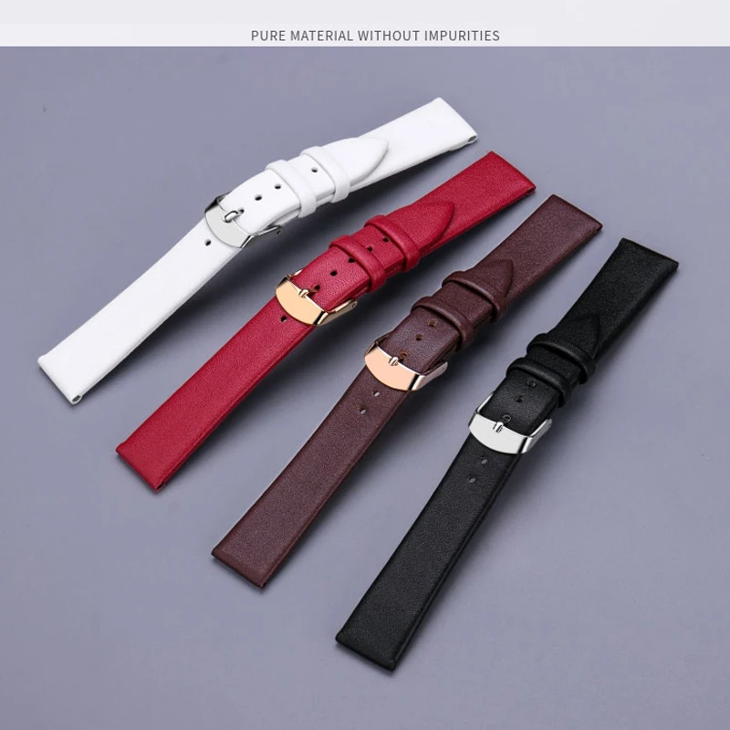 *جلد الحيوان الحقيقي * حزام ساعة جلد البقر 8 مللي متر 10 مللي متر 12 مللي متر 14 مللي متر 16 مللي متر 18 مللي متر 20 مللي متر 22 مللي متر حزام (استيك) ساعة للرجال والنساء حزام عام