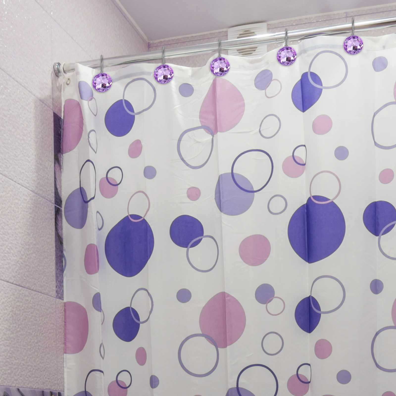 12 قطعة من شماعات الستائر للاستحمام المقاومة للماء من الأكريليك المعدني، شريحة ناعمة شديدة التحمل مناسبة لجميع أنواع الستائر #5