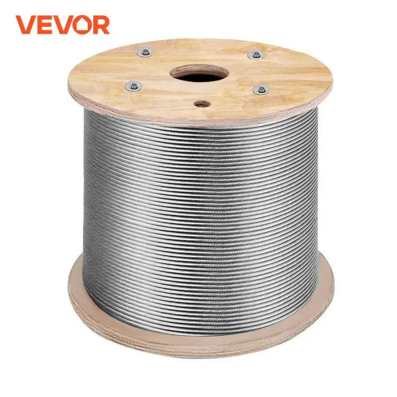 VEVOR Cable de Alambre Acero Inoxidable 150m-300m, Cuerda de Alambre de Acero T316, Cable de Acero de 1/8, Resistente a la Corrosión y Rotura para Maquinaria y Medicinas (300m/1 * 19)