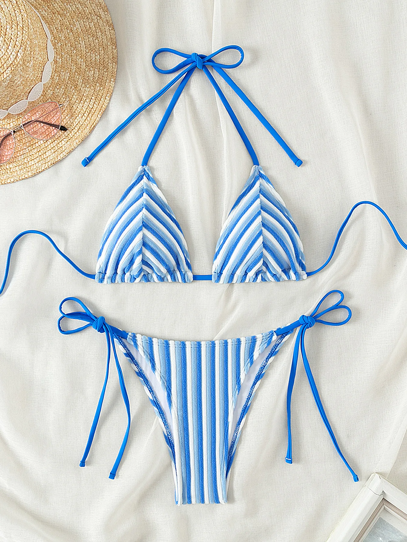 2025 Halter String Striped Bikini Women Sexy Swimwear Female Brazilian Swimsuit Bathers Bathing Swimming Suit Beachwear Summer