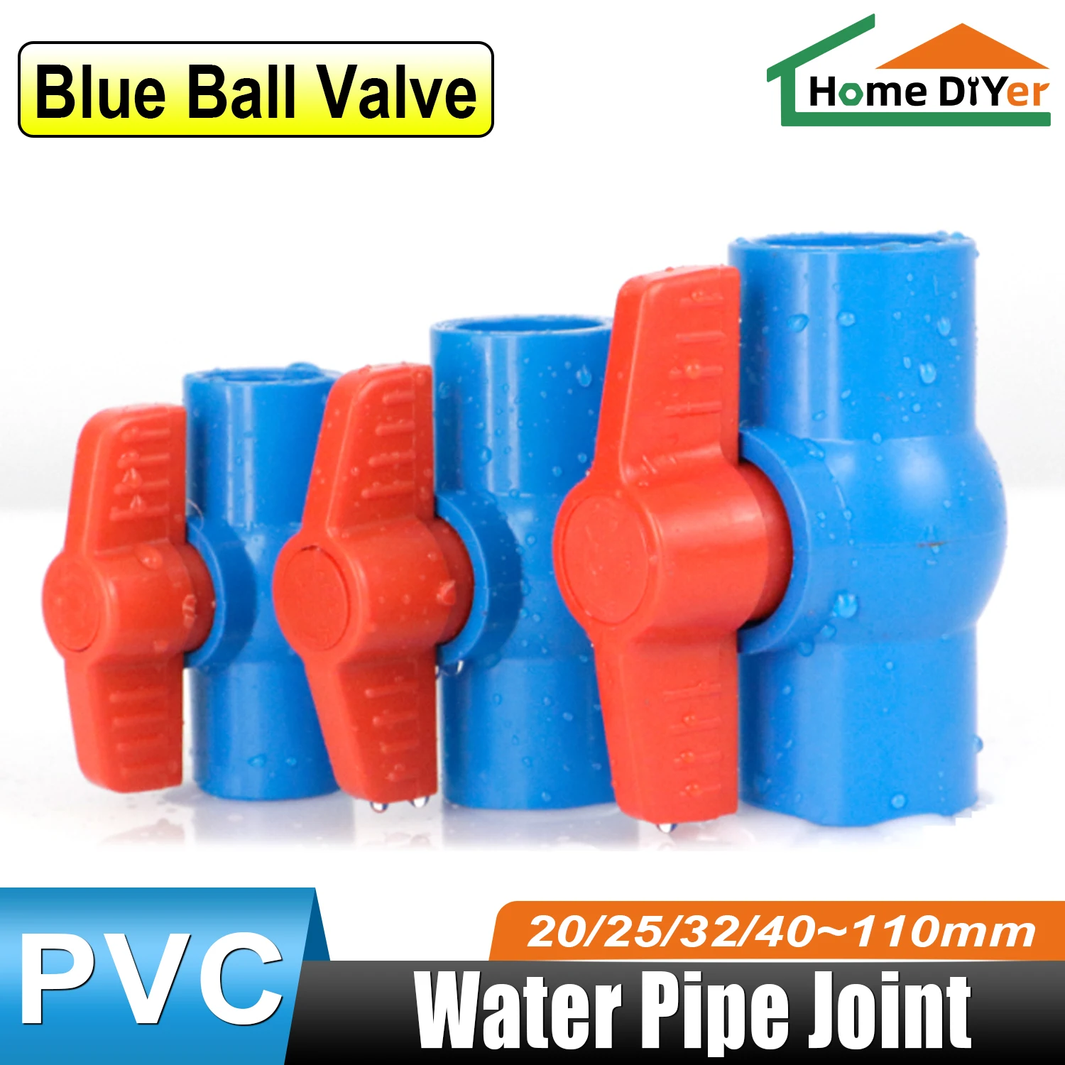 

Blue Internal Thread Pvc Plastic Sliding End Ball Valve 20/25/32mm-110mm Two-Way Water Flow Controller Valve Switch