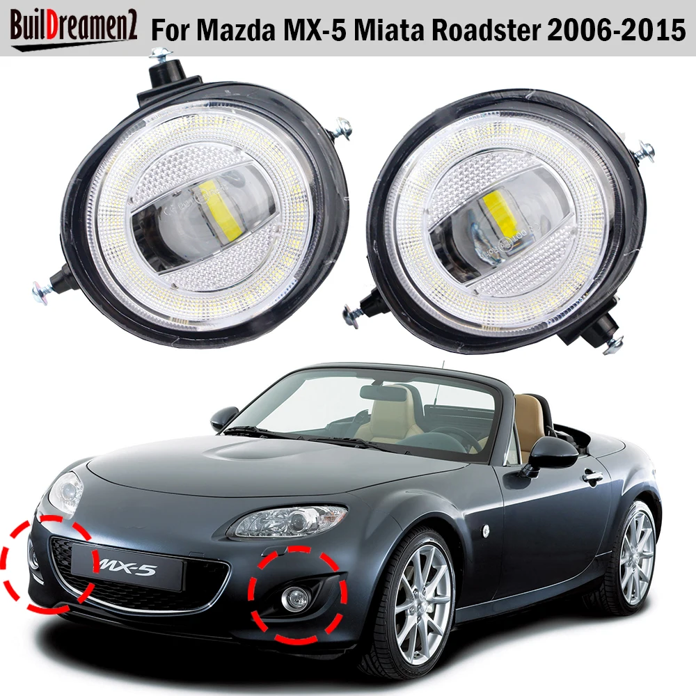 2 Pieces 30W H11 Car Angel Eye LED Fog Light DRL Daytime Runing Lamp 8000LM For Mazda MX-5 MX5 Miata Roadster 2006-2015