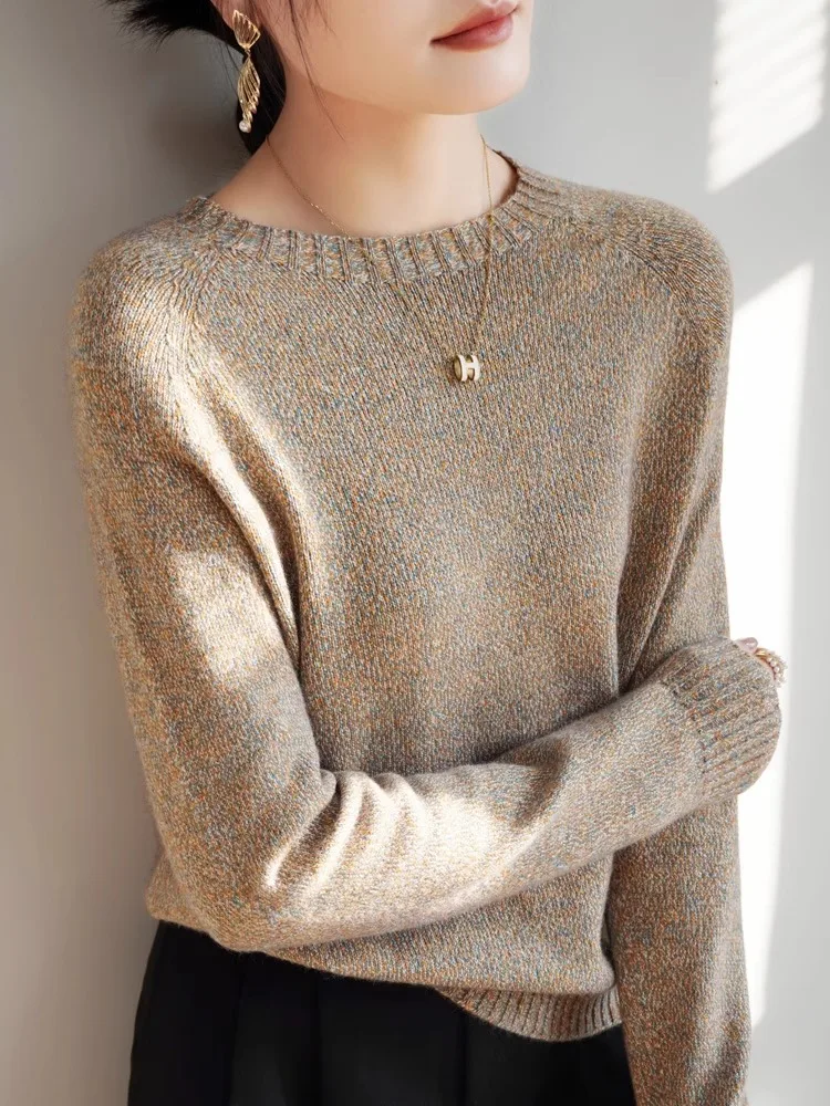 

Thickened Heavyweight Floral Knitted Long Sleeve round Neck Base Shirt Women's New 2024 Warm Inner Autumn Winter Sweater