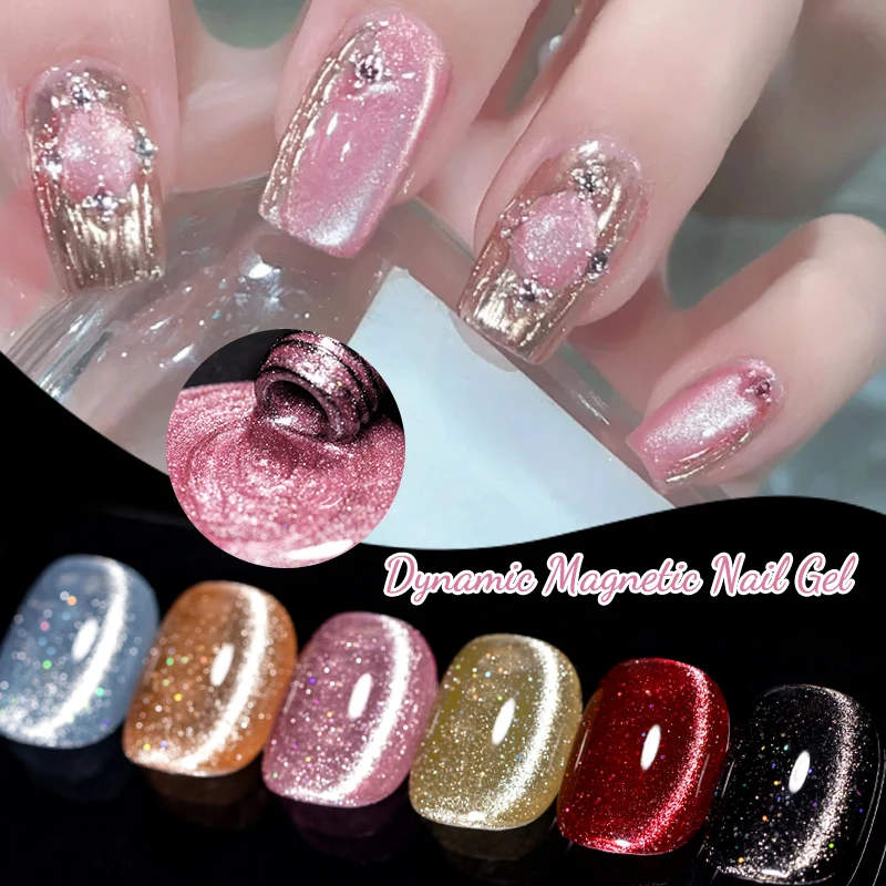 7ml Dynamic Cat Magnetic Gel Nail Polish Glitter Effect Pink Red Semi Permanent UV Gel Varnish Soak Off Nail Art Nail Supplies