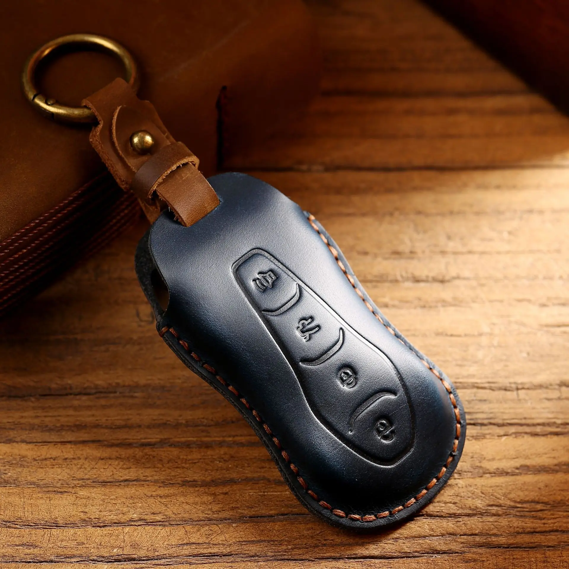 Leather Car Key Case Full Cover for Geely Tugella Azkarra Xingyue Boyue Pro Key Shell Holder Keychain Protector