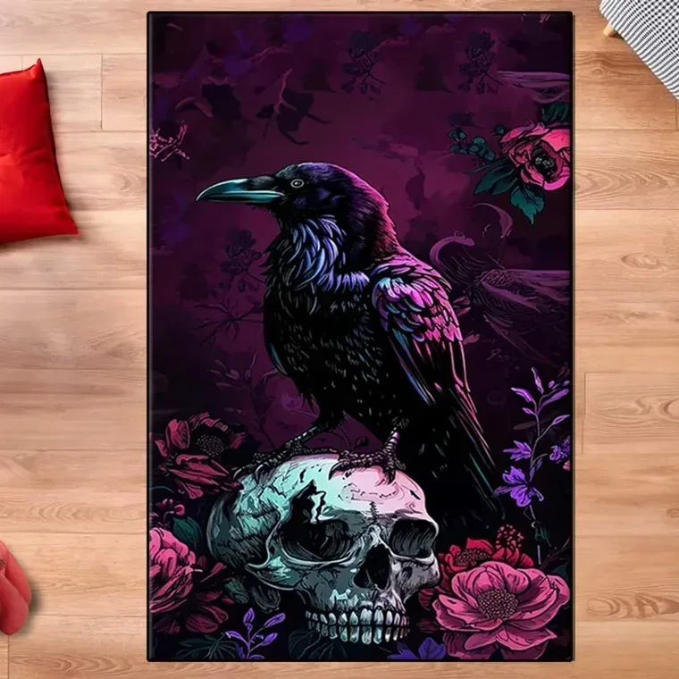 Halloween Themed Skull Bat Print Carpet for Living Room Decoration Home Large Area Rugs Decor Soft Bedroom Lounge Floor Mat