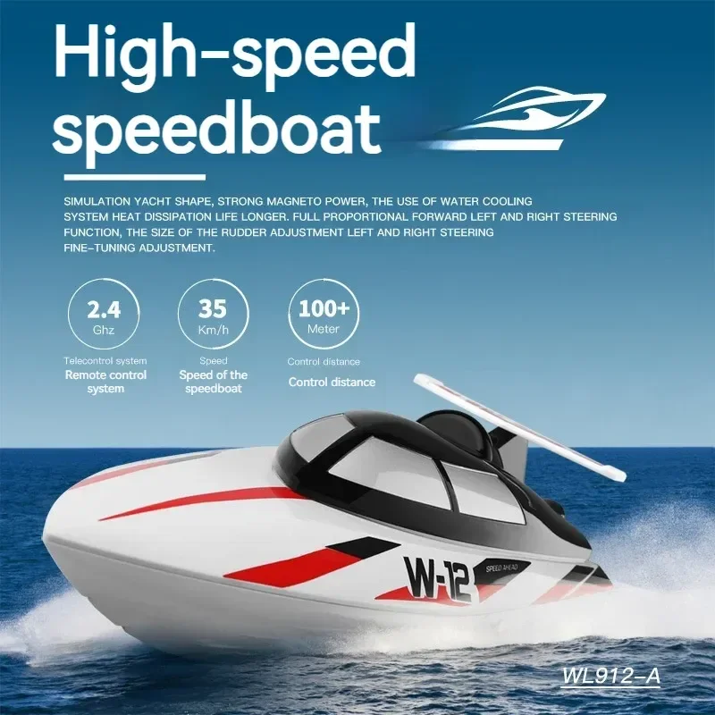 

Wltoys WL912-A High-Speed Brushless Remote Control Speedboat Automatic Flipping Capsize Rc Boat Water Boy toy Gift For Kids