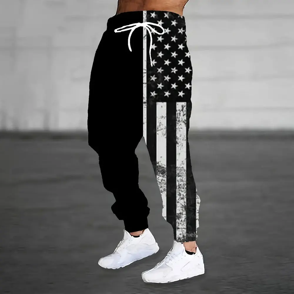 Winter New Thick Warm Pants Men Loose Casual Pocket Drawstring Sports Sweatpants Fashion Five-pointed Star Printed Sweatpants