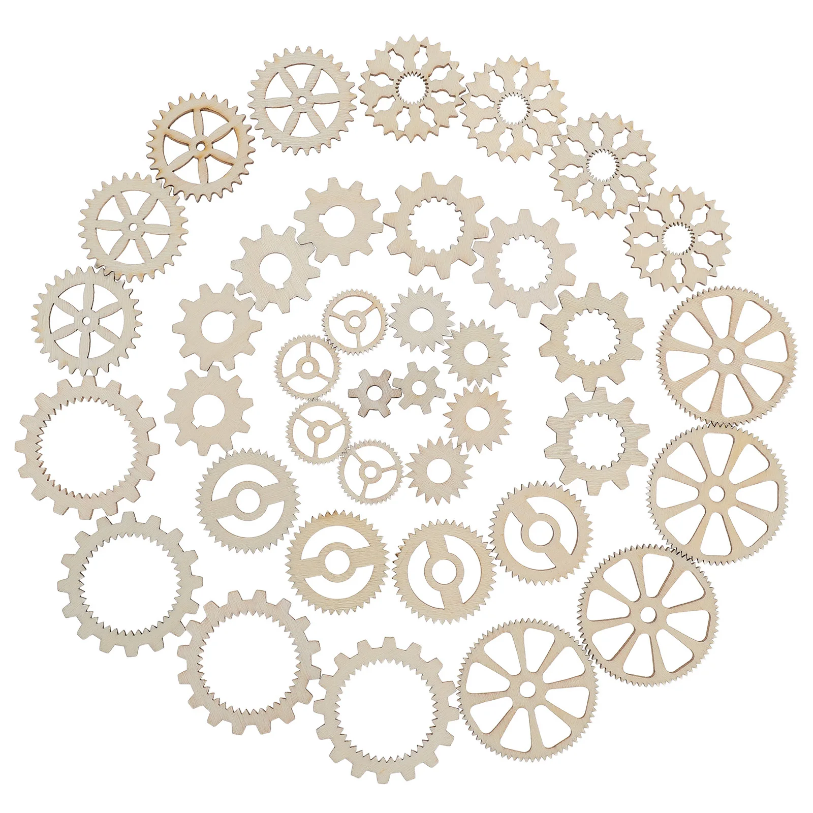 

50Pcs Assorted Wooden Gear Craft Pieces DIY Handmade Decorations Gift Tags Scrapbooking Wedding Favor Embellishments