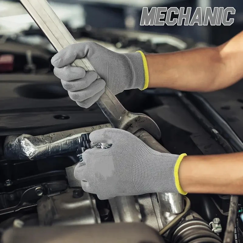 2/6Pairs بو المغلفة قفازات العمل المضادة للانزلاق سلس متماسكة قفازات العمل الرجال ميكانيكي قفازات البناء الكهربائية مستودع