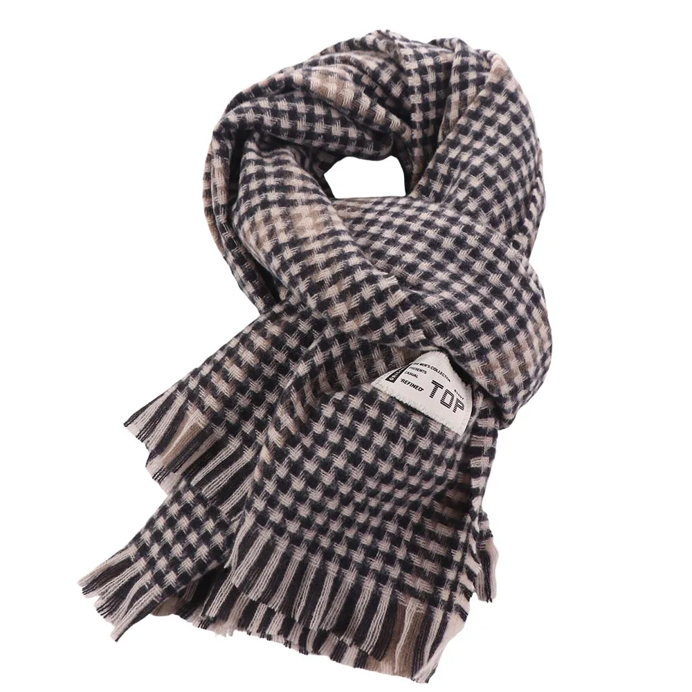 

High Quality Korean Men's Plaid Scarf Thicken Casual Winter Plaid Scarf Long Warm Checkered Scarf Gifts