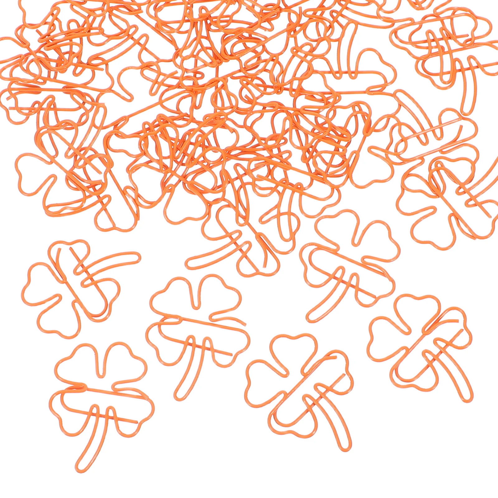 

50pcs Four Leaf Clover Paper Clips Cute Metal Bookmarks for Documents Photos shamrock shaped office school supplies