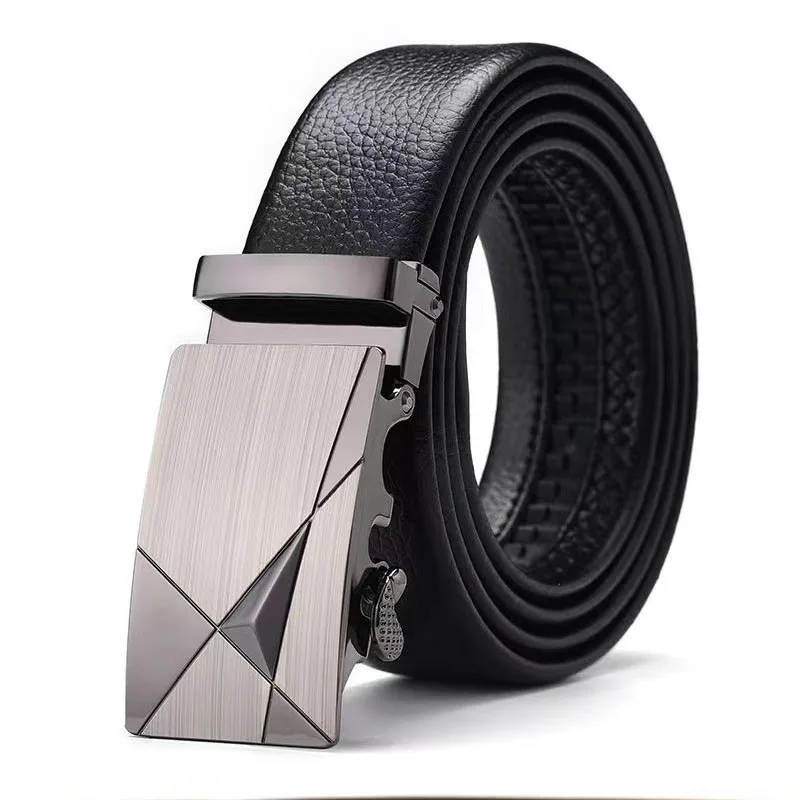 Cintura elegante da uomo con fibbia automatica larga 3,5 cm - Cintura sottile in pelle da lavoro per ufficio/intervista/regalo di nozze (100-170 cm)