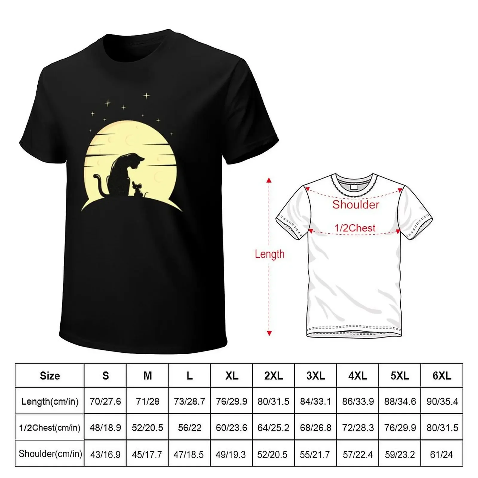 Cat And Mouse Silhouettes And Cheese Moon T-Shirt anime for a boy summer clothes shirts men graphic