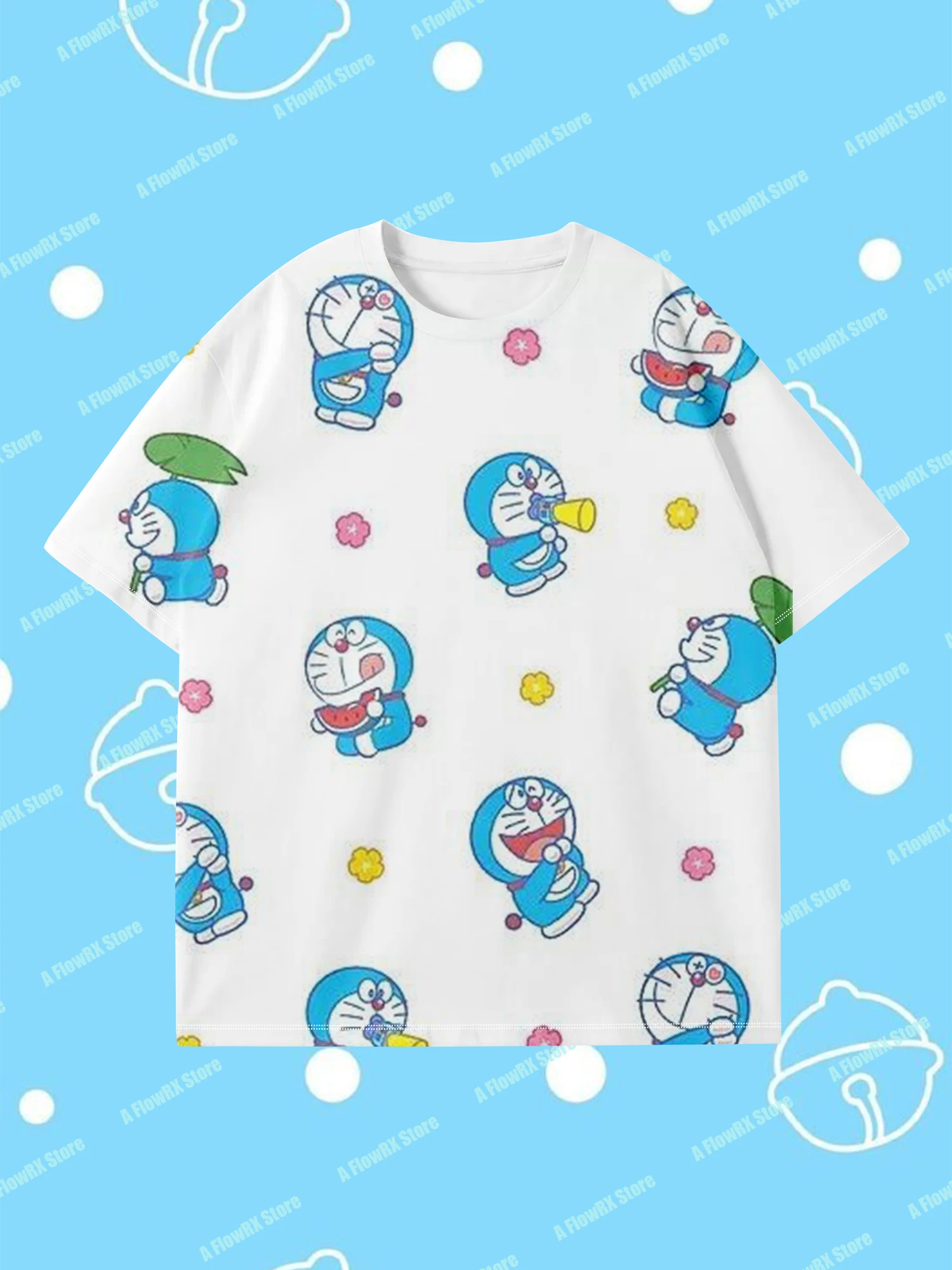 تيشيرتات Doraemon مطبوعة ثلاثية الأبعاد مثالية للاستخدام الخارجي غير الرسمي مناسبة للرجال والنساء والكبار والأطفال في الصيف ومريحة للتنفس