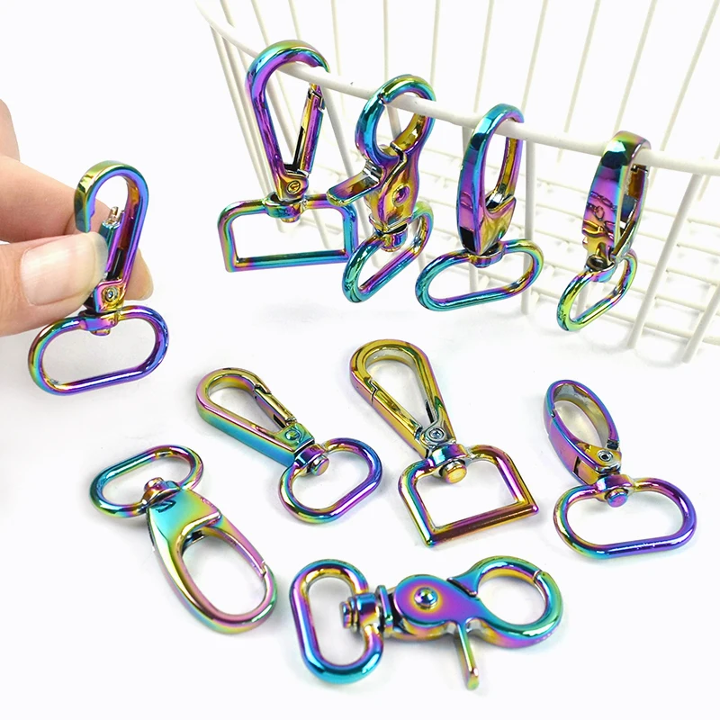 

10/20Pcs Rainbow Metal Buckle 20-38mm Bag Strap Keychain Lobster Clasps Lanyard Swivel Snap Hooks DIY Craft Accessories Supplies