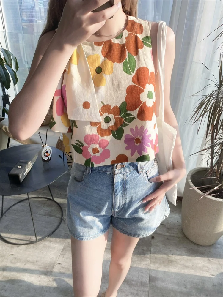 

Susan Countryside Sle Floral Tie Waist Top Svel Knot Bridesmaid Vest Women's Faion Spring Season Regular Fit