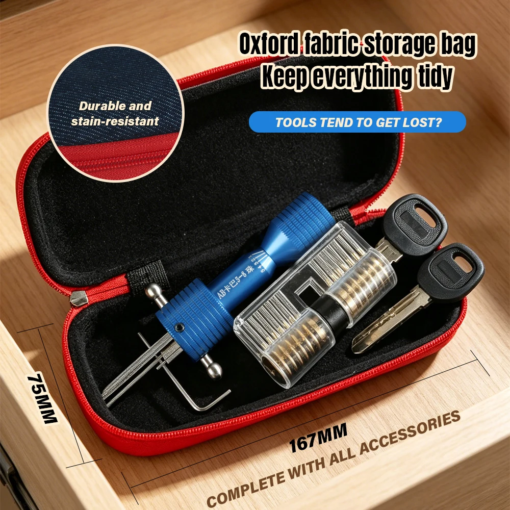 Fast Locksmith Training Tool Set Lock Pick Kit With Clear Practice Lock Portable Storage Case Repair Hand Tools