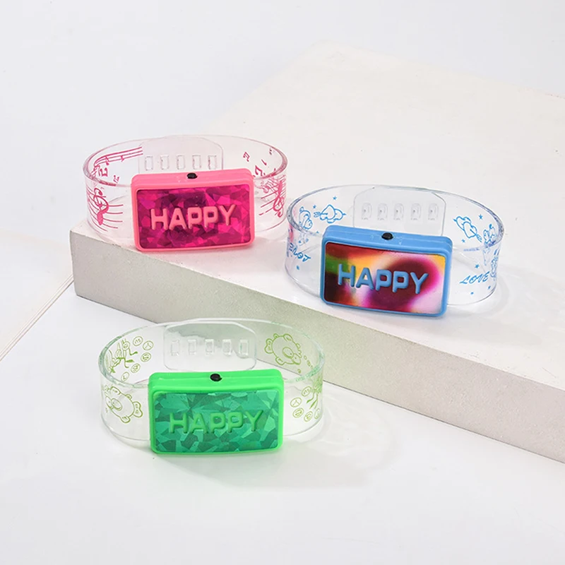 Light Up Wristband Happy Bracelet Led Night Light Party Decoration Supplies For Wedding Party New Year Christmas Xmas Decor Gift