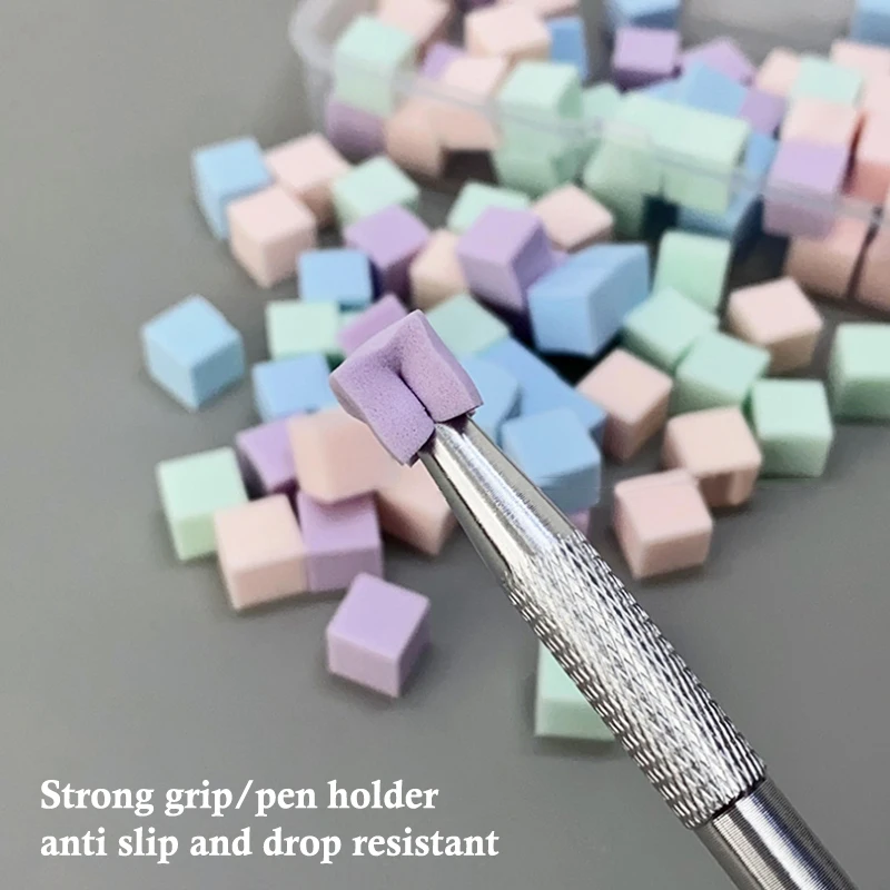 100 pçs/caixa esponja da arte do prego com clipe de garra esponjas macias macaron cor ferramentas stamper da arte do prego ferramentas pinça esponja