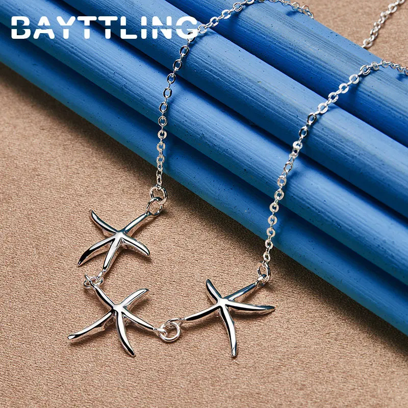 

925 Sterling Silver 18 Inches Exquisite Star Women Necklace For Fashion Engagement Luxury Party Jewelry Wedding Christmas Gift