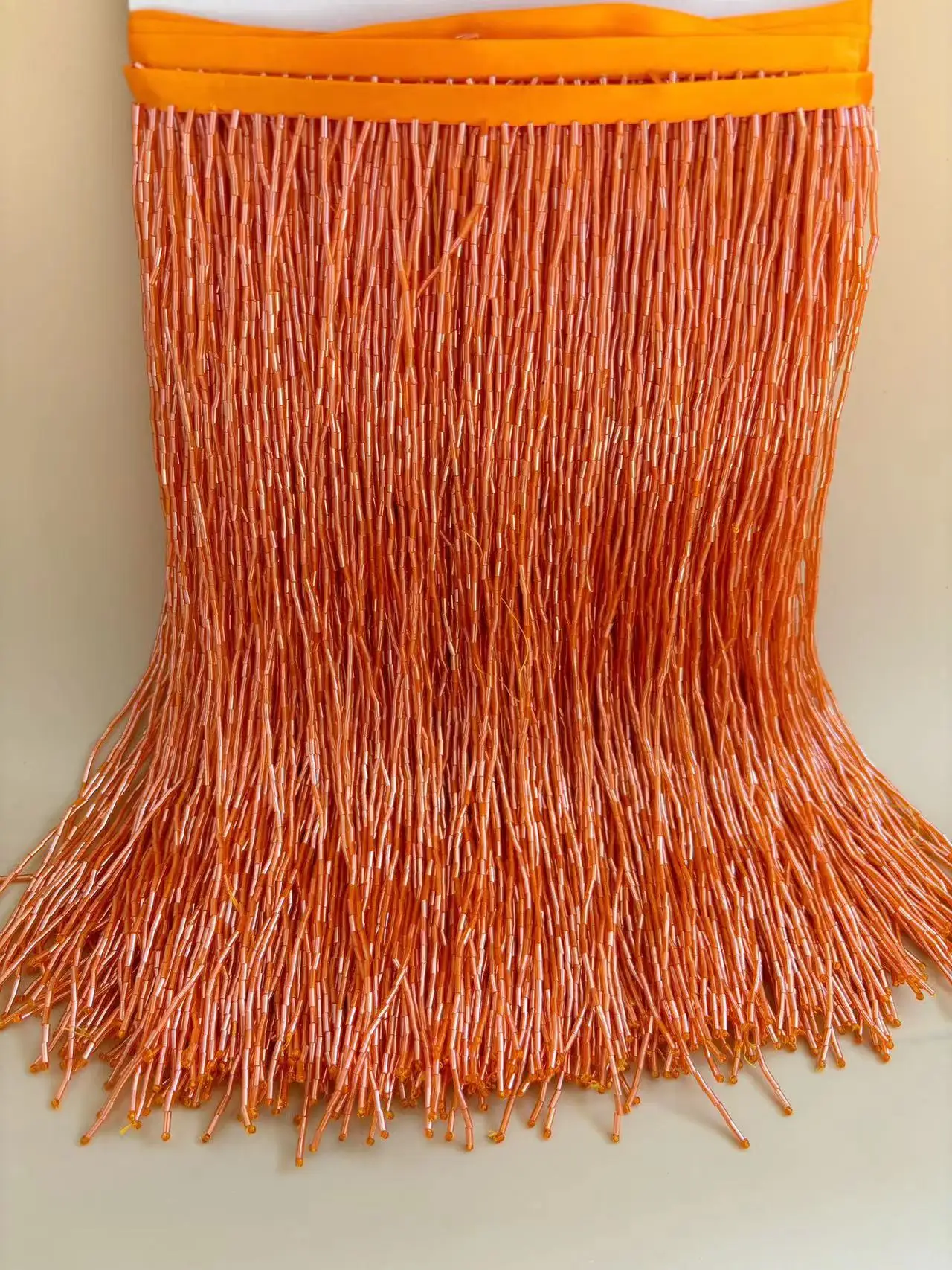 

1 Yard 30 cm Width Orange Fringe Tassel Beads Ribbon Trim for DIY Clothing,Stage Performance,Dance Costume,Couture Dresses