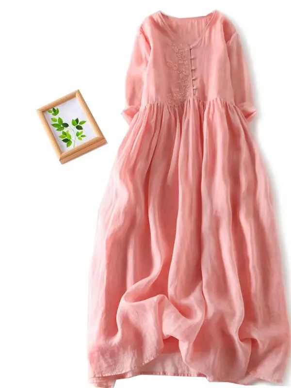 Vestido bordado de verano estilo japonés para mujer, talla grande, cárdigan abierto, adelgazante, doble capa, falda larga de línea A, a la moda