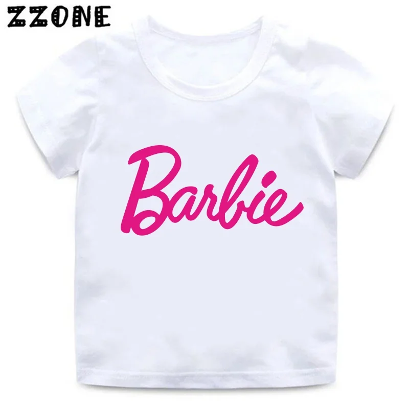 Hot Sale Barbie Princess Print Cartoon Kids T-Shirts Fashion Kawaii Girls Clothes Baby Boys T shirt Summer Children Tops,ooo5906