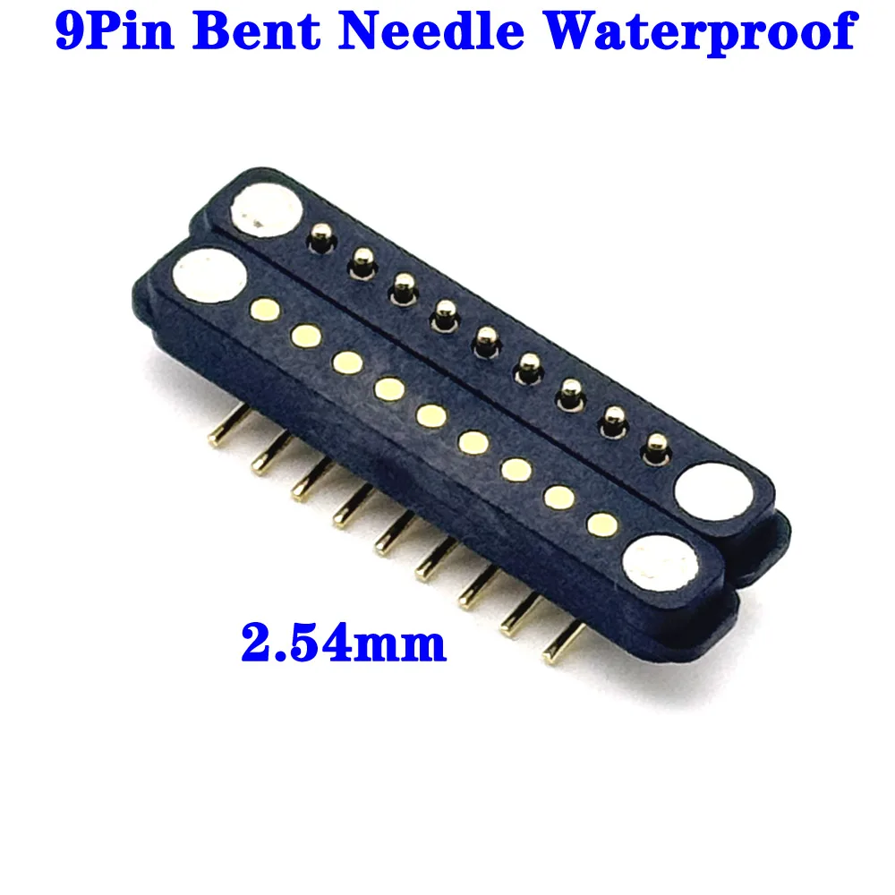 100Pair 1A DC Magnetic Pogo Pin Connector 9Pin Pogopin Male Female Spring Connector 36V Waterproof DC Power Socket Bent Needle