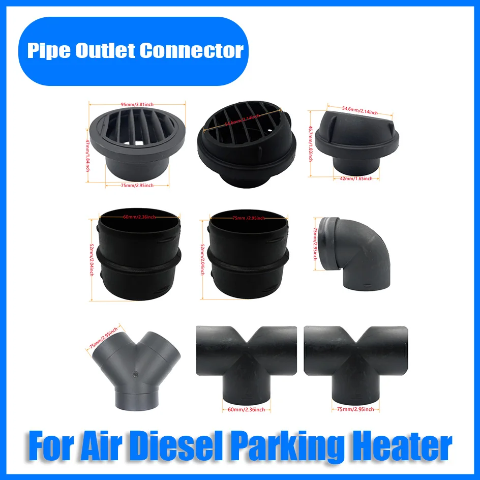 

Air Vent Ducting Y T L Flat Piece Elbow Pipe Outlet Exhaust Joiner Connector For Webasto Eberspaecher Diesel Parking Heater