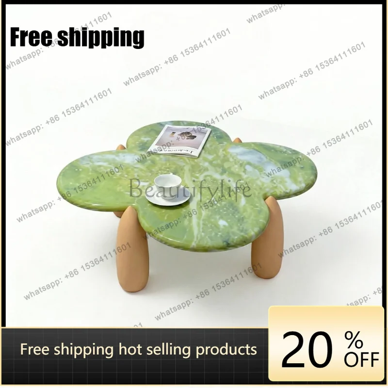 Zj.special-shaped coffee table natural marble modern simple living room home creative table