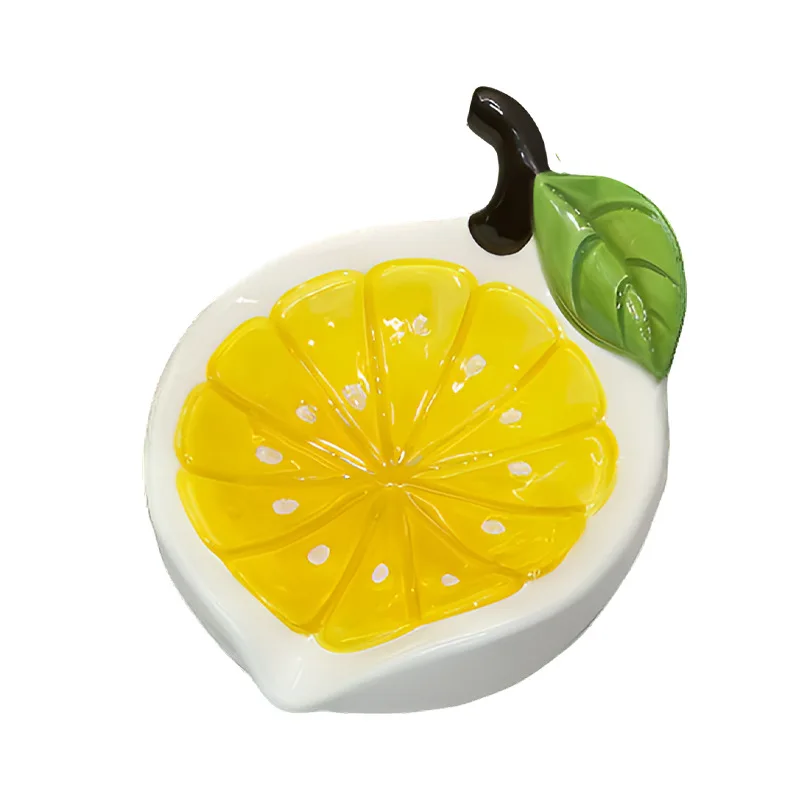 

YJQ Creative Lemon Soap Box Bathroom Drain Ceramic Soap Dish Storage Box