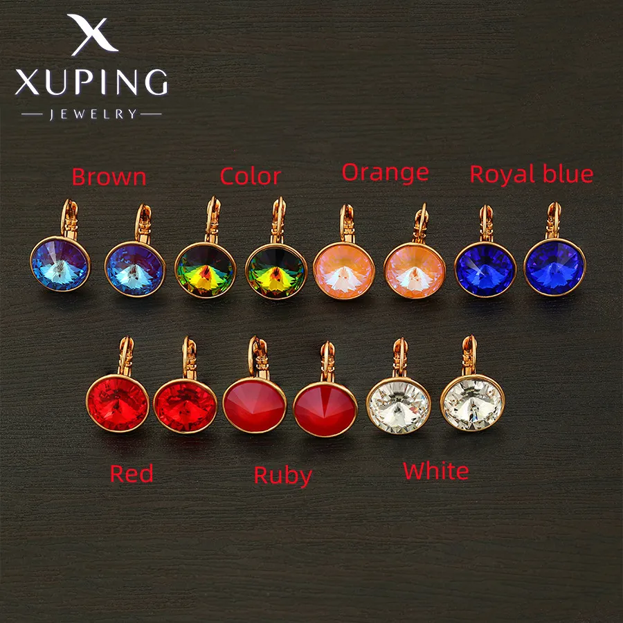 Xuping Jewelry Fashion Pupular Gold Color Round Crystal Earring of for Women Girl Christmas Gift A00607186