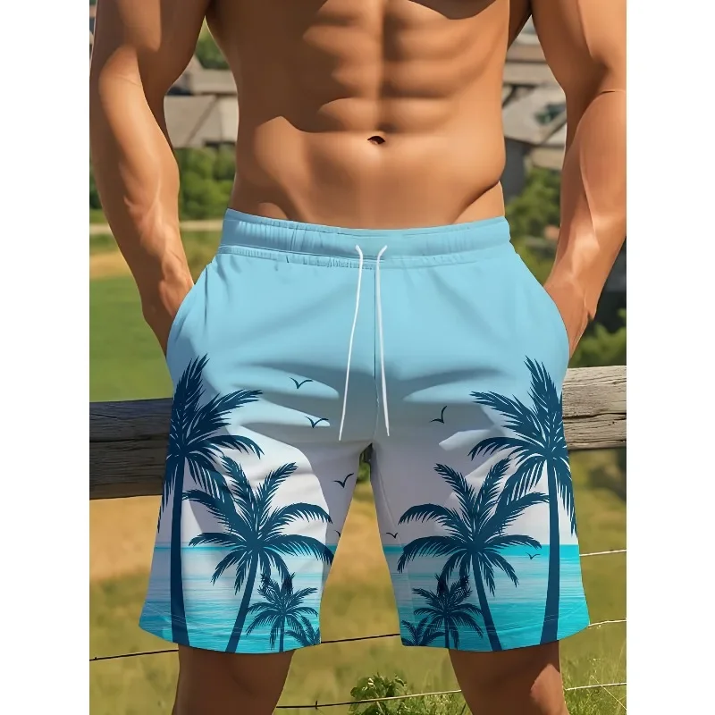

1PC - Men's casual sports shorts with drawstring and pockets, suitable for summer and outdoor activitiesmav