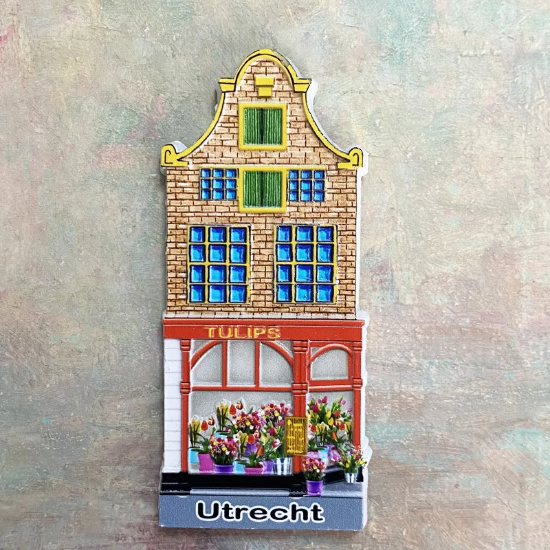 Utrecht Dutch characteristic house building refrigerator stickers Tourist souvenirs decorative crafts collection 3D stereo