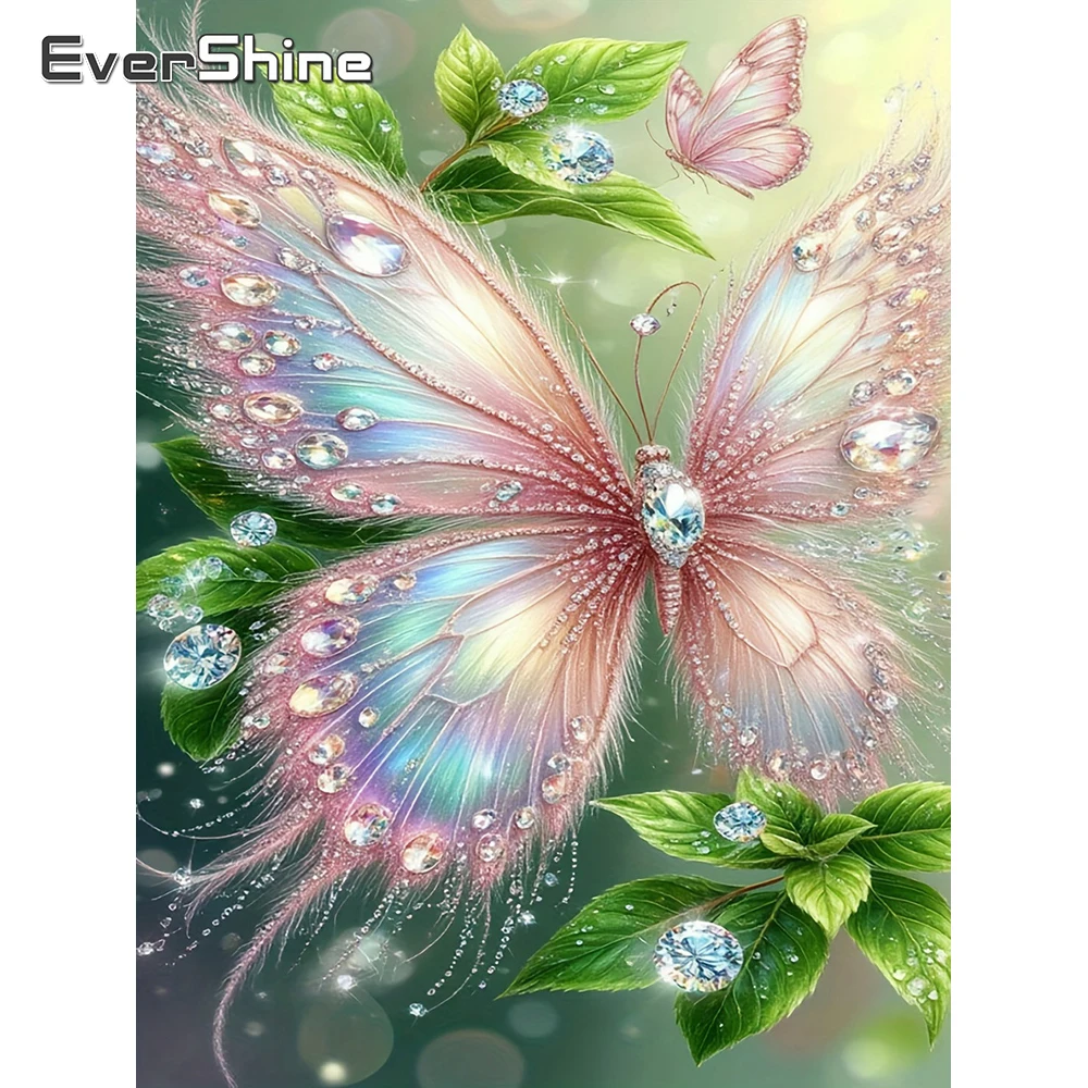 Evershine Diamant-Stickerei, Schmetterling, 5D, voller Bohrer, Kunstmosaik, Tierbild, Strass-Gemälde, Blätter, Dekor für Zuhause